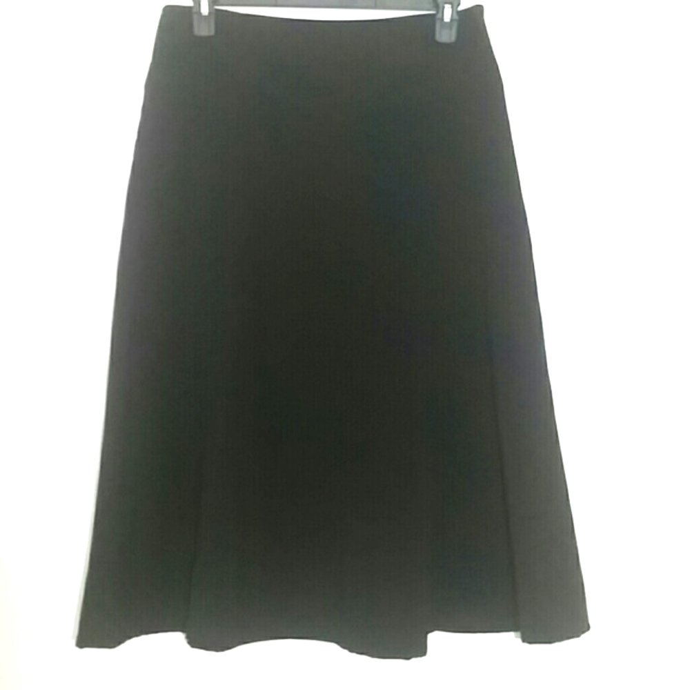 Skirt Long black stretch A line Larry Levine belt loops Side Zip Pockets Classic